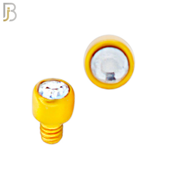 DM01GC -  Gold Plated Surgical Steel Dermal Bezel Clear Cubic Zirconia 1.2mm Screw Top (PACK OF 6) image 1