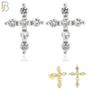 925-ES231 – .925 Sterling Silver Cross Earring Stud with Zircon image 0
