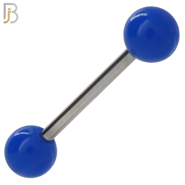 PK-BB03S - 316L Surgical Steel Barbell with Solid Color Acrylic Ball Screw External Threaded Pack of 120 image 4