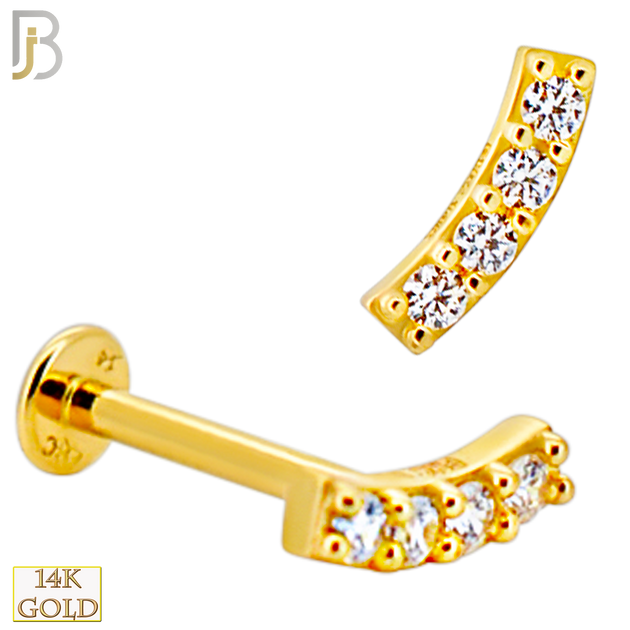 14-LB118 - 14k Yellow Gold Curved Bar with Cubic Zirconia Labret - Yellow Gold image