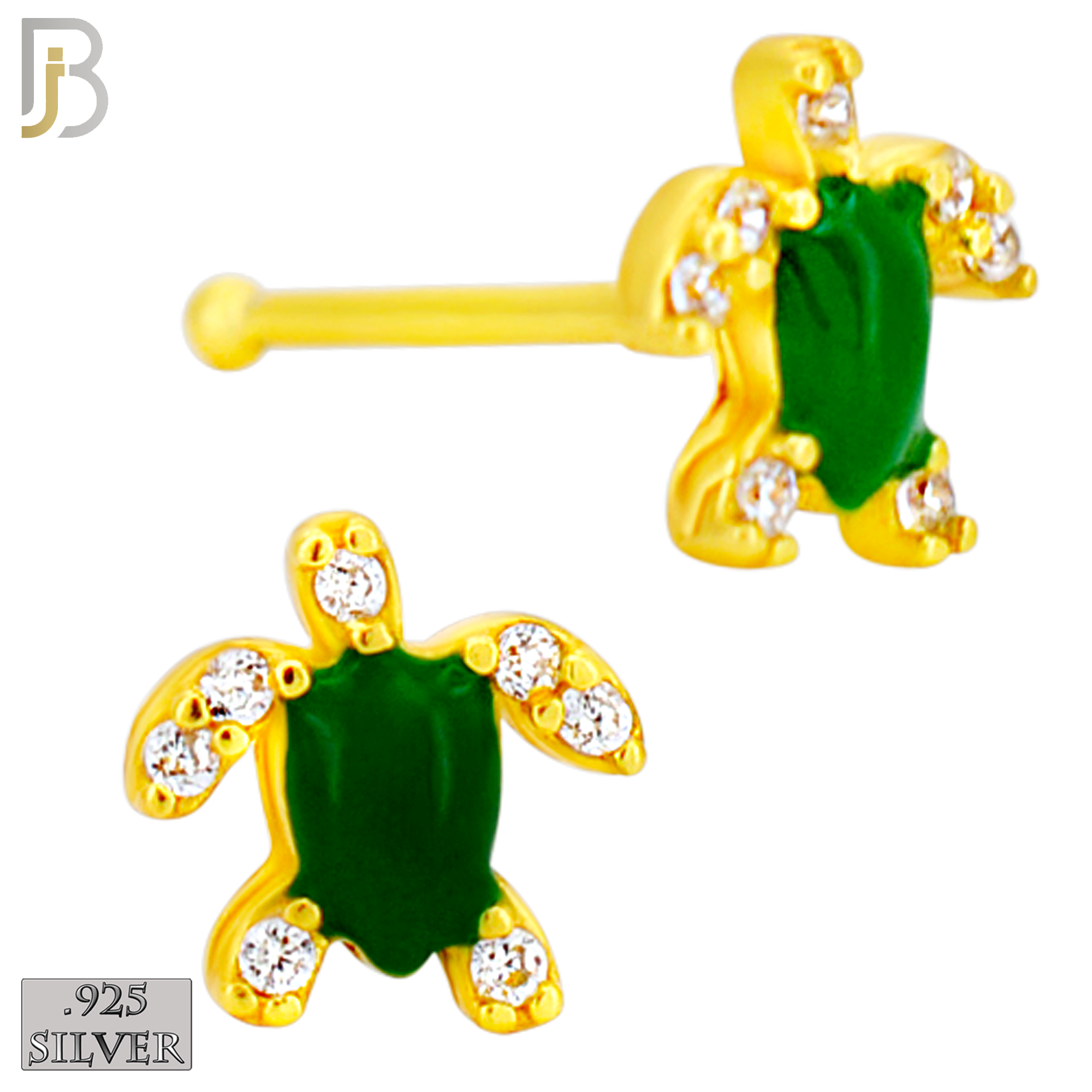 925-NR122B - 925 Silver Nose Bone Turtle Shape with Enamel  - Pack of 6 image 1