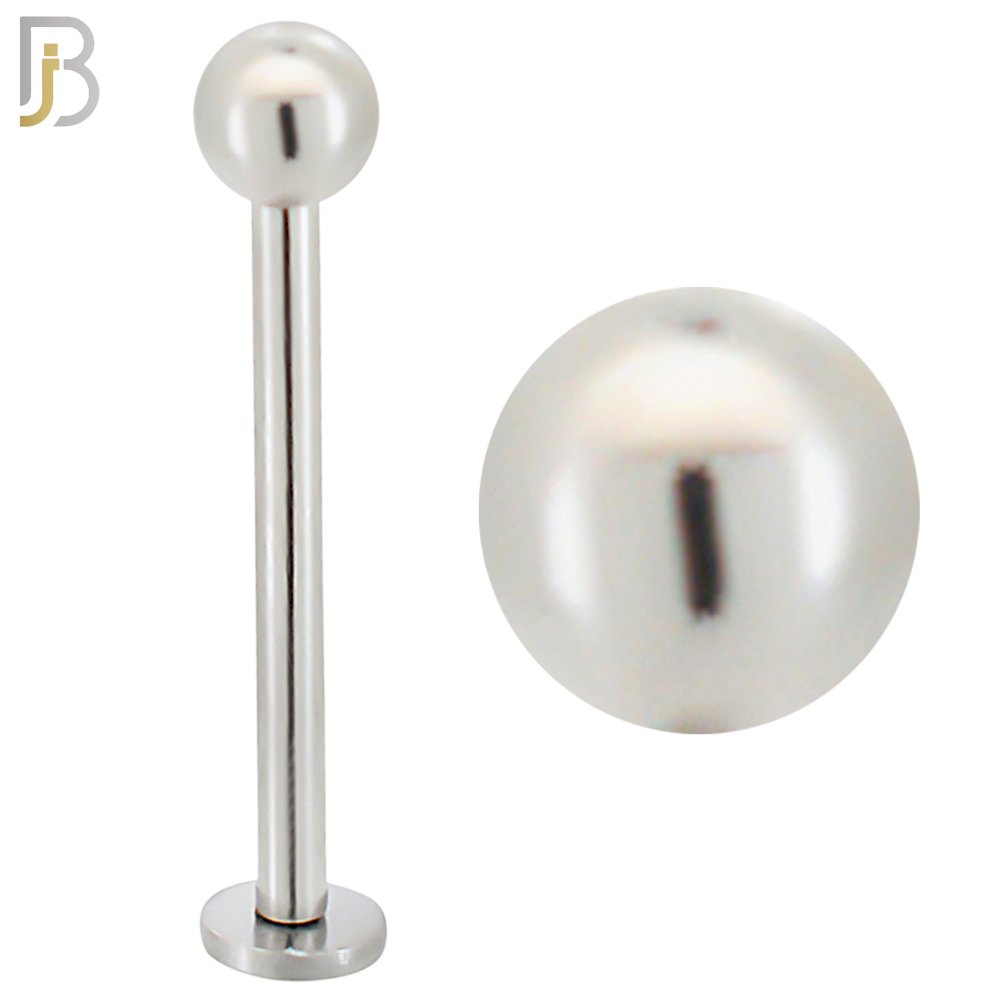 LB01S - 316L Surgical Steel Plain Labret Screw Ball External Threaded (PACK OF 6) image 1