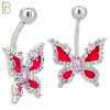 NB126 - 316L Surgical Steel Butterfly with Fuchsia Enamel Wings and Pink Marquise CZ Center image 2