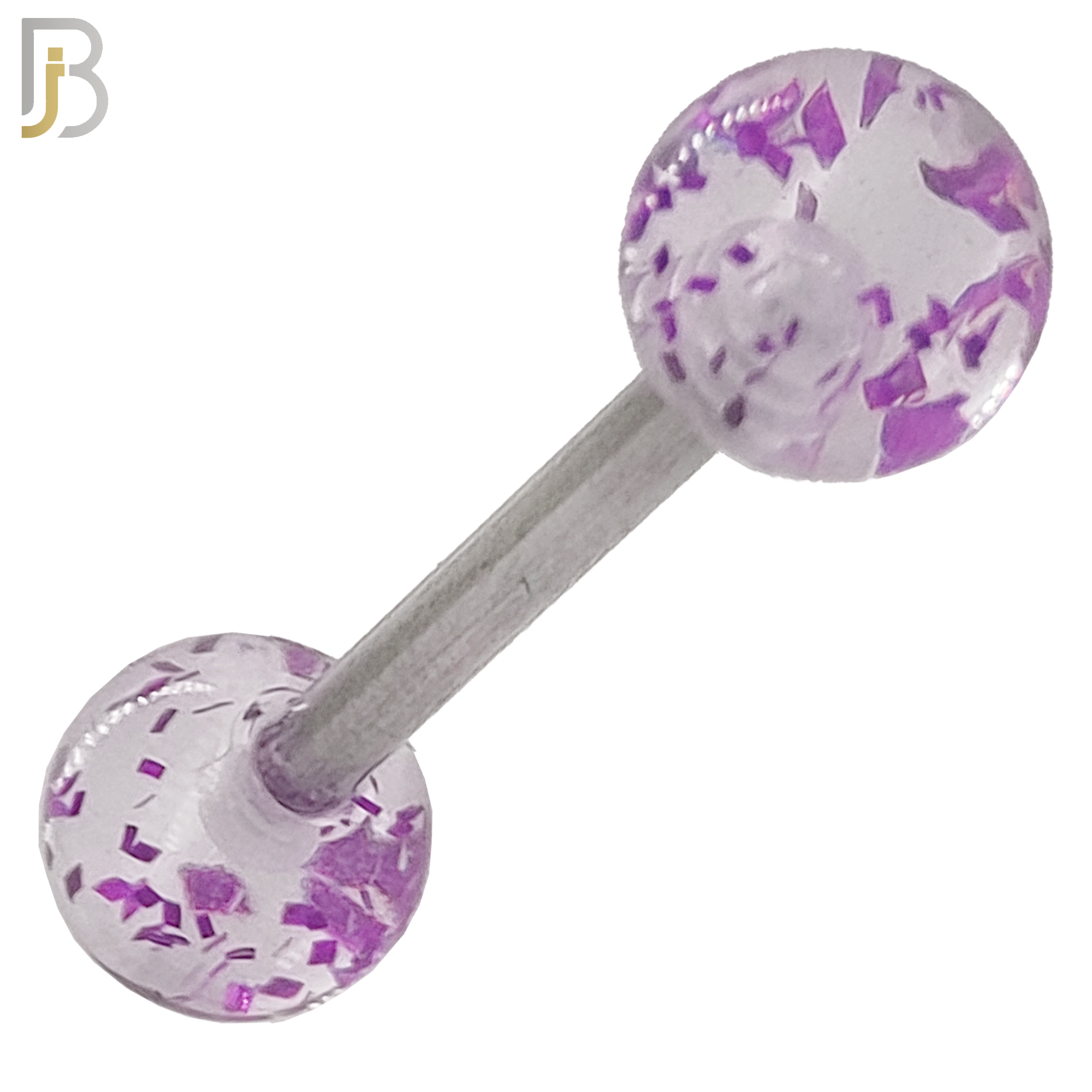 BB04C - 316L Surgical Steel Screw Barbell with Clear Glitter Acrylic Ball Screw External Threaded (PACK OF 6) image 3