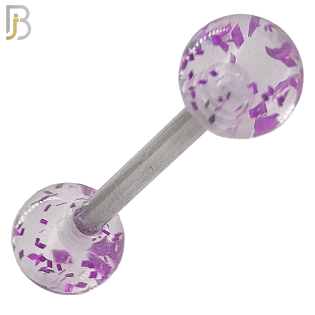 BB04C - 316L Surgical Steel Screw Barbell with Clear Glitter Acrylic Ball Screw External Threaded (PACK OF 6) image 3