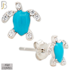 925-ES474 - 925 Sterling Silver Enamel Coated Turtle Push Back Stud Earring image 5