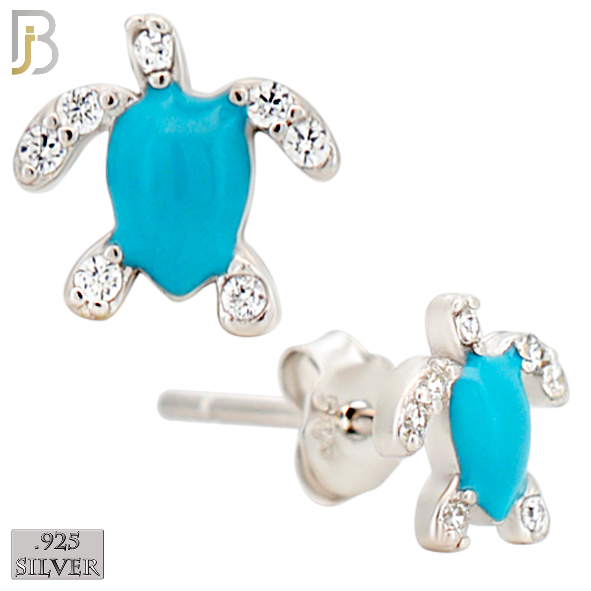 925-ES474 - 925 Sterling Silver Enamel Coated Turtle Push Back Stud Earring image 5