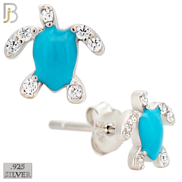 925-ES474 - 925 Sterling Silver Enamel Coated Turtle Push Back Stud Earring image 5