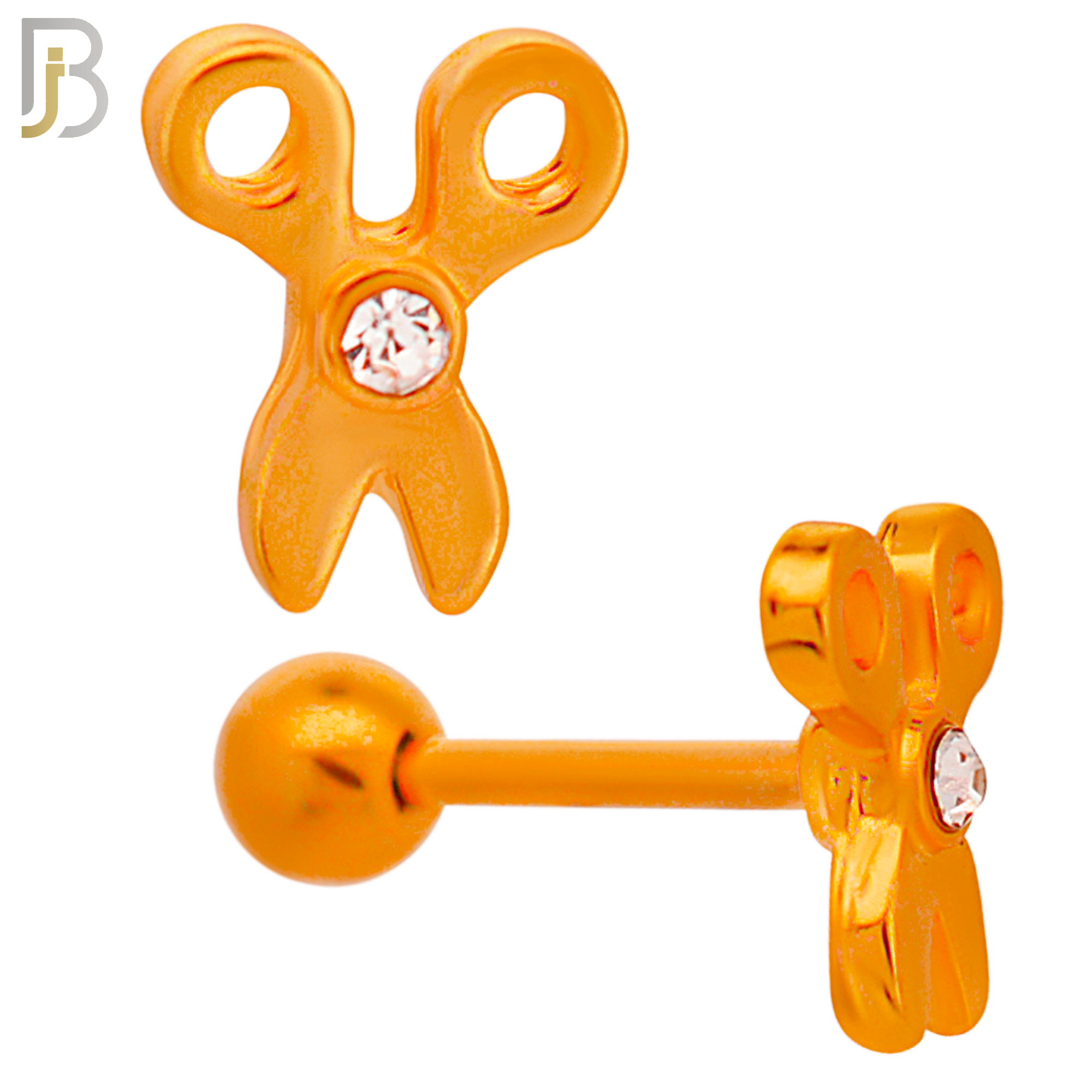 TB76 - 316L Stainless Steel Scissors Star Tragus/Cartilage Barbell (PACK OF 6) image 3