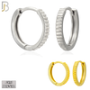 925-ES451 - 925 Sterling Silver Reeded Edge Huggies Hoop Earrings image 0