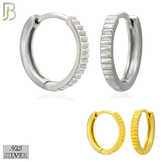 925-ES451 - 925 Sterling Silver Reeded Edge Huggies Hoop Earrings image 0