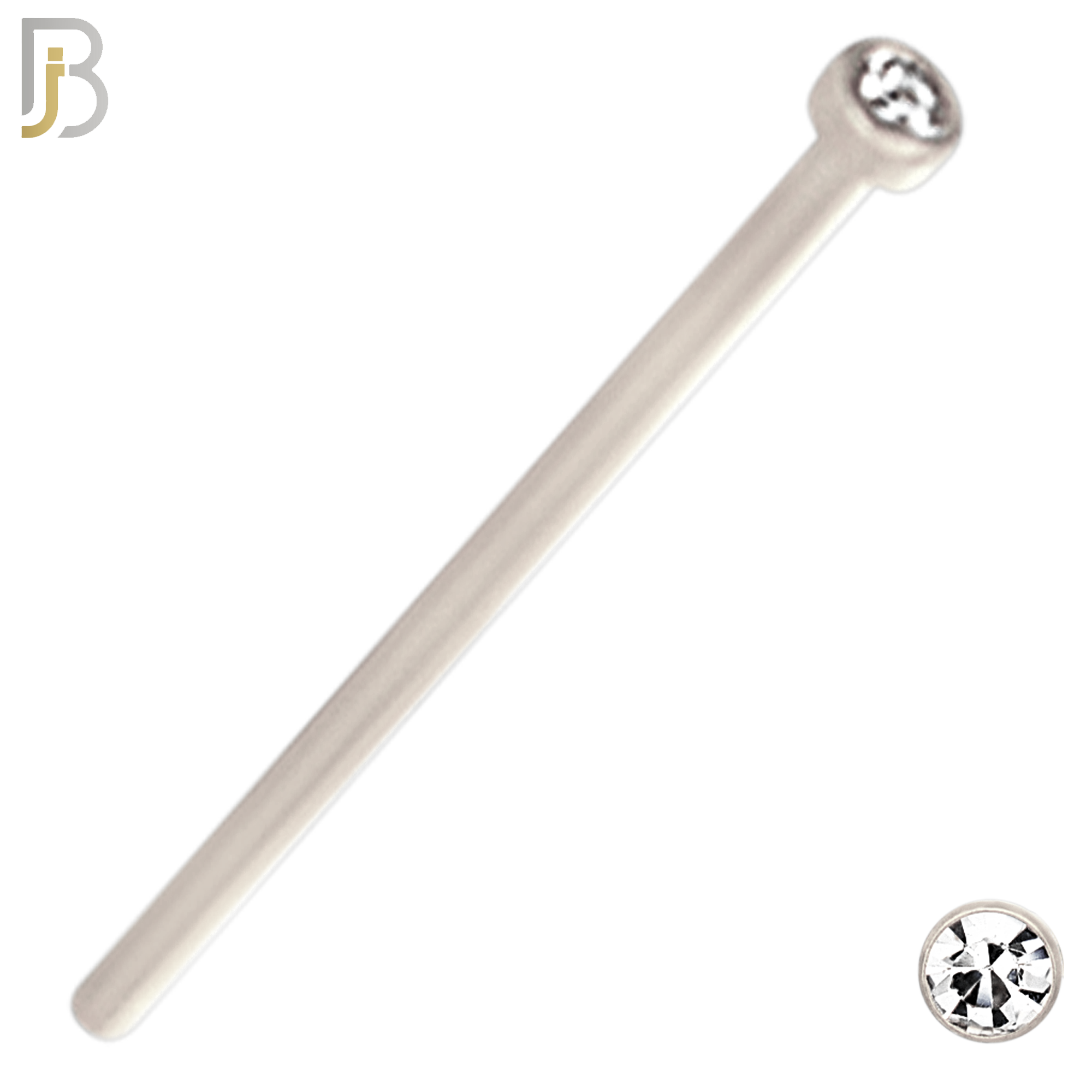 NR05S - 316L Surgical Steel  Nose Stud  Bezel Set Zircon Round Nose Ring image 1