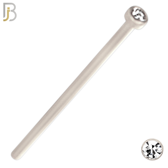 NR05S - 316L Surgical Steel  Nose Stud  Bezel Set Zircon Round Nose Ring image 1