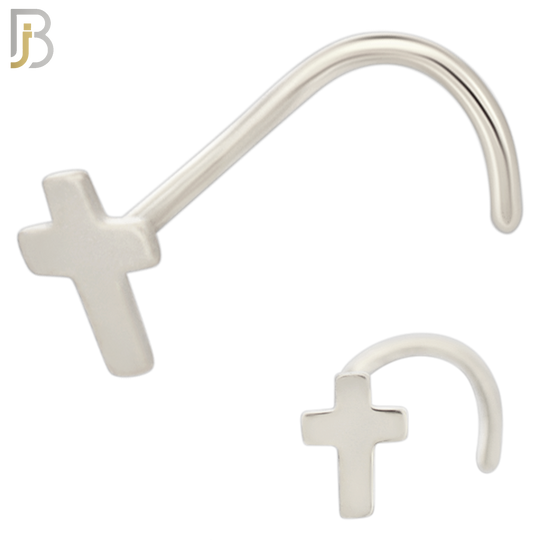 NR21C - 316L Surgical Steel Plain Cross Design Nose Screw (PACK OF 6) image 1