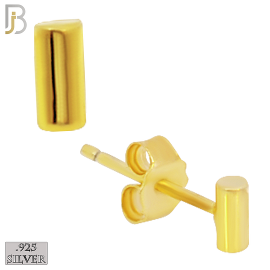 925-ES69 - 925 Sterling Silver Cylinder Shape Design Ear Stud Pair image 2