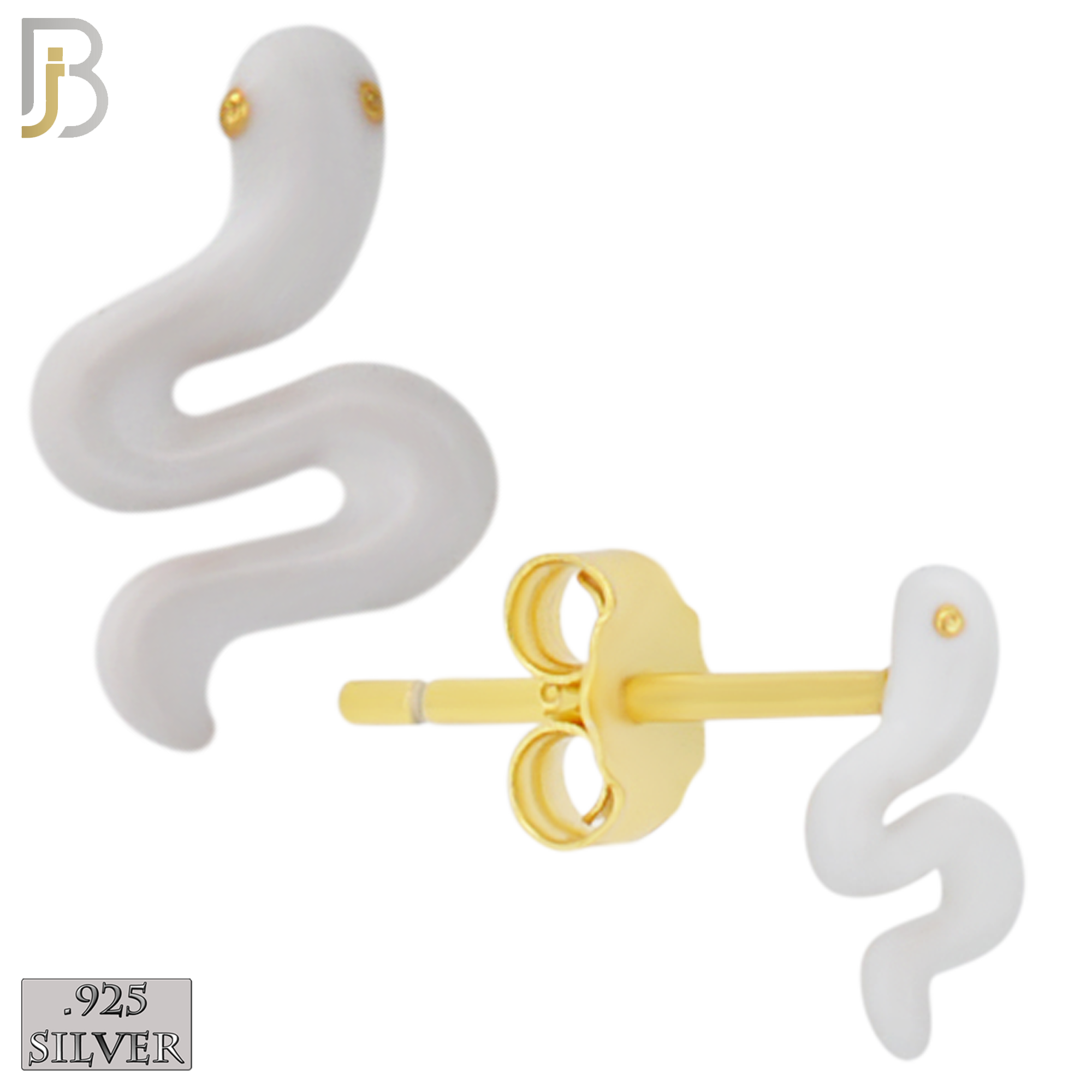 925-ES476 - 925 Sterling Silver Enamel Coated Snake Push Back Stud Earring image 3