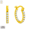 925-ES252 - .925 Sterling Silver Hinged Hoop Earrings with Zircon image 1