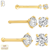 14-NR01CY-20 - 20g Thickness 14k Solid Yellow Gold Prong Setting Round Cubic Zircona Nose Bone image 0