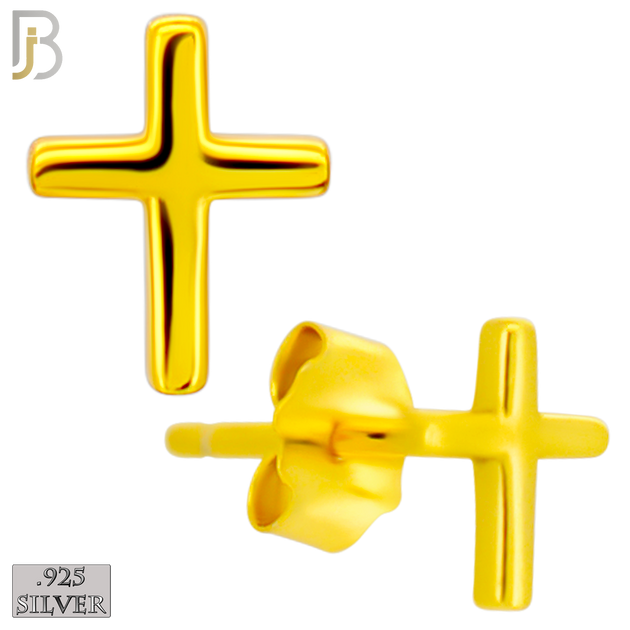 925-ES463 - 925 Sterling Silver Cross Design Earrings (Butterfly Backing) image 2
