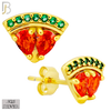 925-ES445 - .925 Sterling Watermelon Earring with Multi-Colored Zircon - Push Back image 2