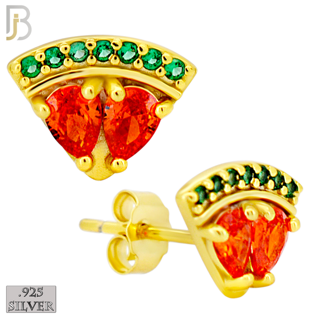 925-ES445 - .925 Sterling Watermelon Earring with Multi-Colored Zircon - Push Back image 2