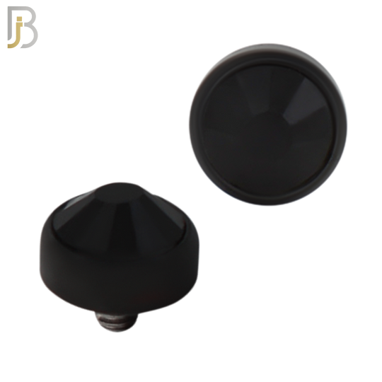 DM01KK -  Black Plated Surgical Steel Dermal Bezel Black Cubic Zirconia 1.2mm Screw Top (PACK OF 6) image 4