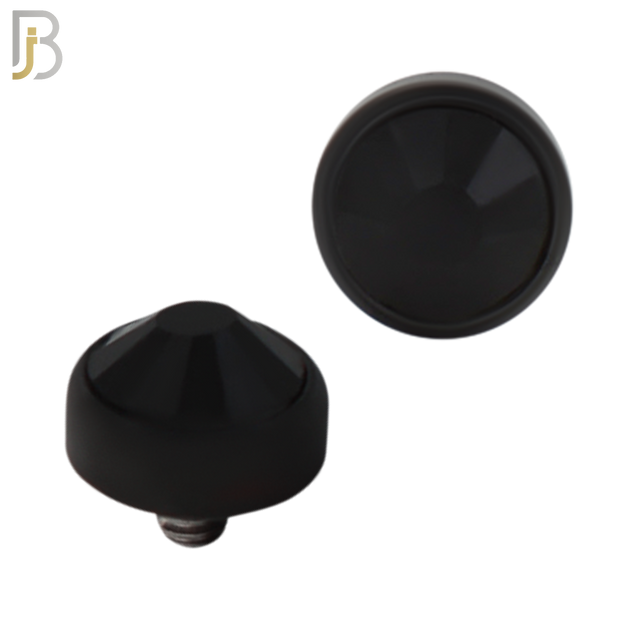 DM01KK -  Black Plated Surgical Steel Dermal Bezel Black Cubic Zirconia 1.2mm Screw Top (PACK OF 6) image 4