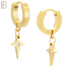 ES102 - 316L Stainless Steel Dangling Cross Spike with Bezel Zircon Huggies Clip On image 3