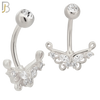 NB86 - 316L Stainless Steel Butterfly Design CZ Banana Belly Ring and 5mm Screw Ball image 1