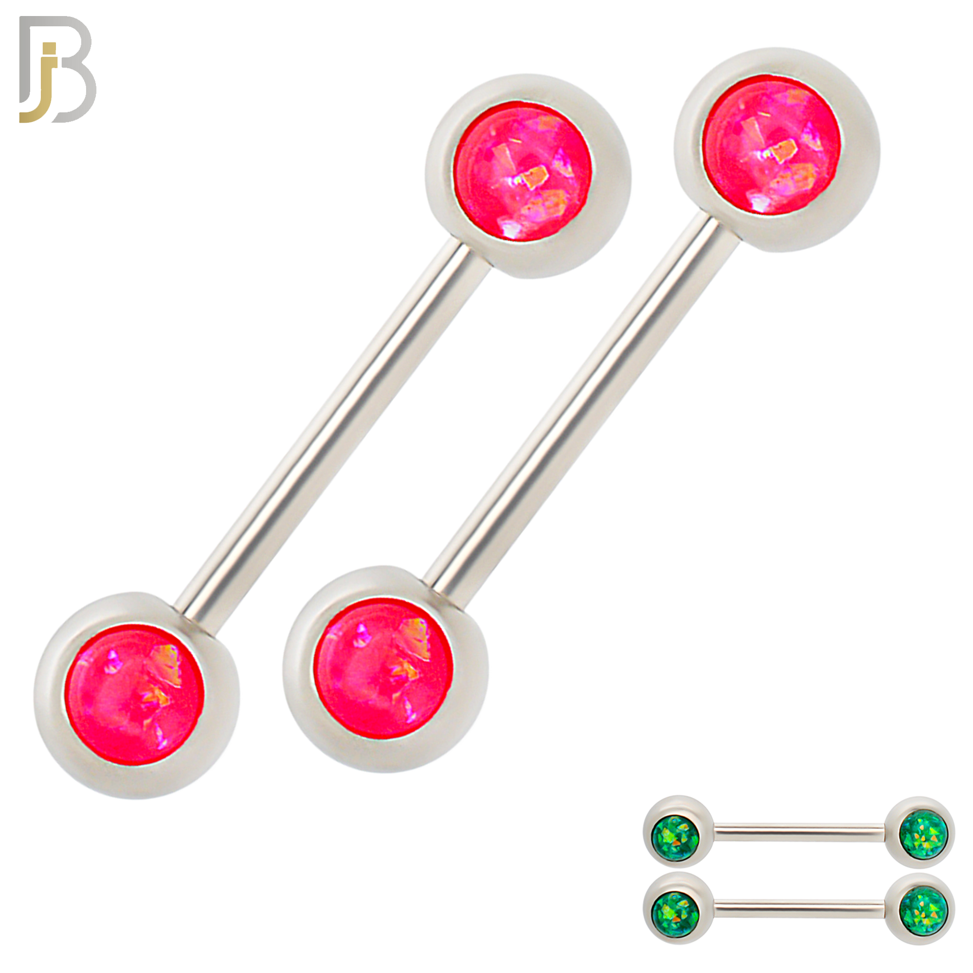 NP15 - 316L Surgical Steel Screw Round Bezel Opal Nipple Ring Piercing image 0