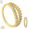 14-CT25C - 14k Solid Gold Prong Setting Double Layer Split in Half with Zircon Hoops Piercing Twist top Open image 0
