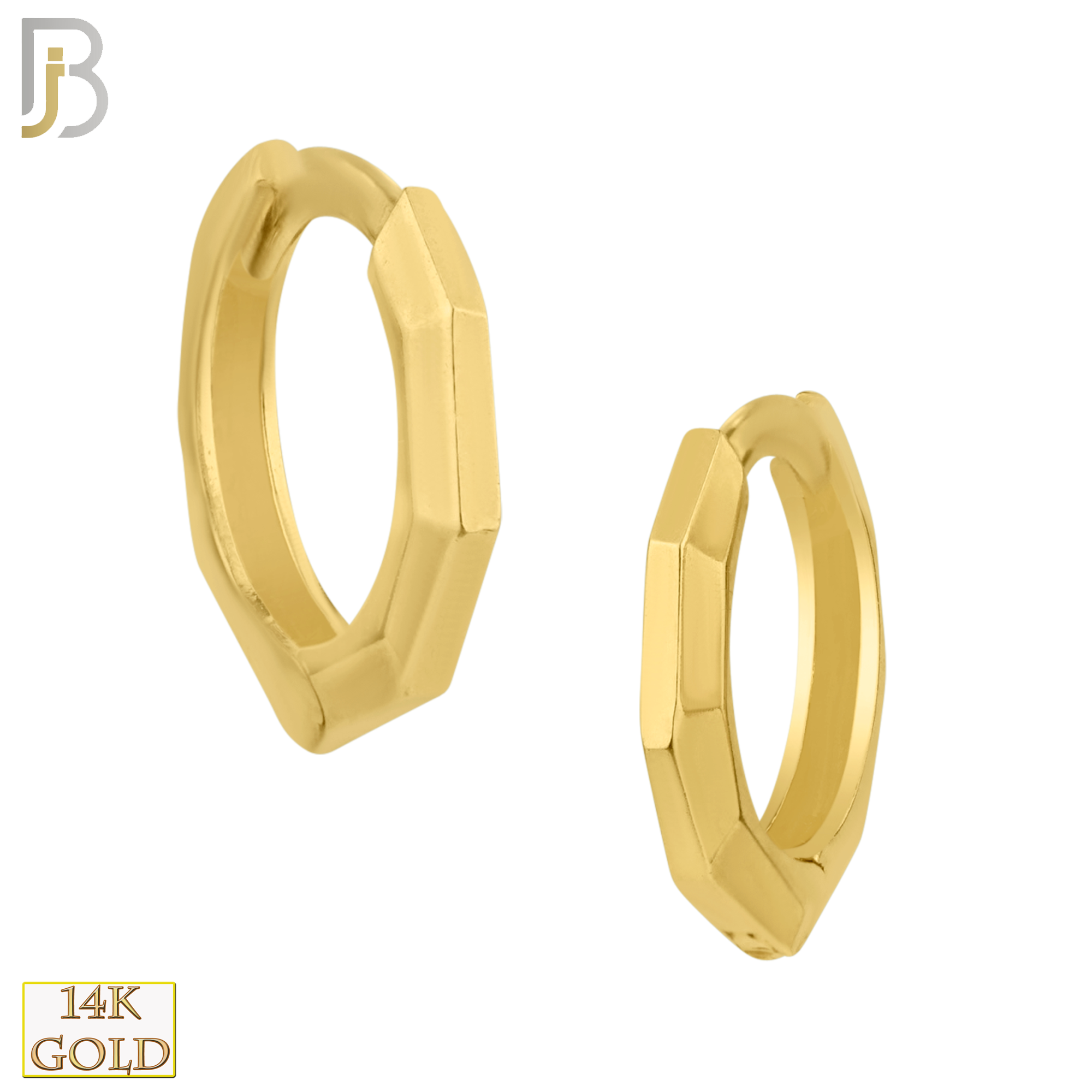 14-ES62Y - 14k Solid Gold Geometric Hoops Earrings image 0