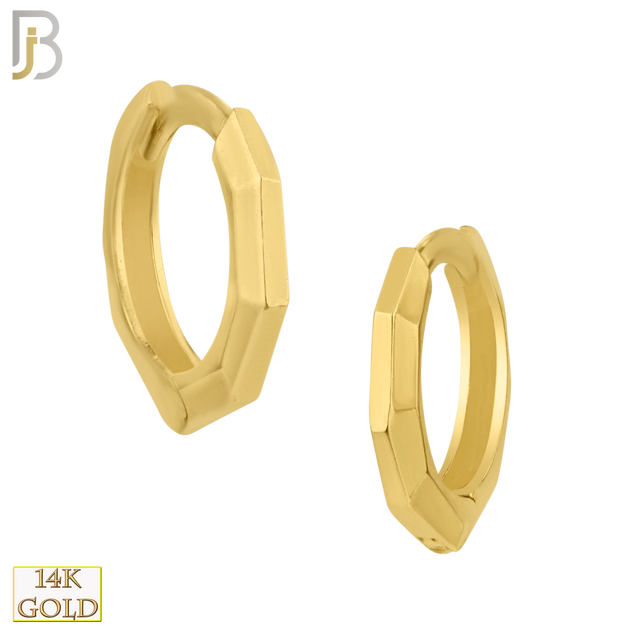 14-ES62Y - 14k Solid Gold Geometric Hoops Earrings image 0
