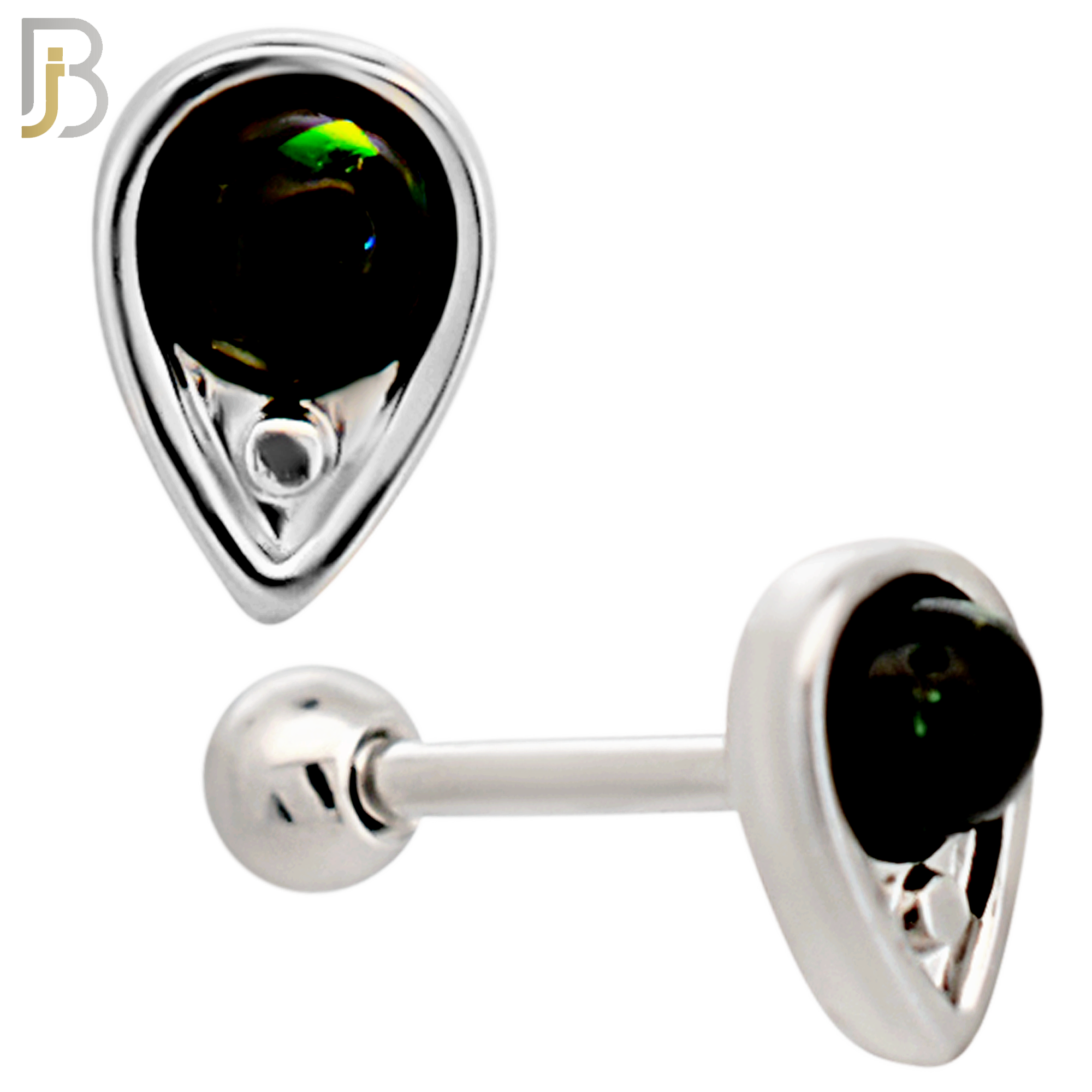 TB123 - 316L Stainless Steel Opal/Turquoise Teardrop Tragus/Cartilage Barbell  (Pack of 6) image 4