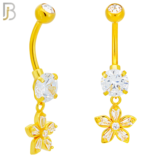N0130 - 316L Stainless Steel Dangling Flower Zircon Belly Ring and 5mm Screw Ball image 2