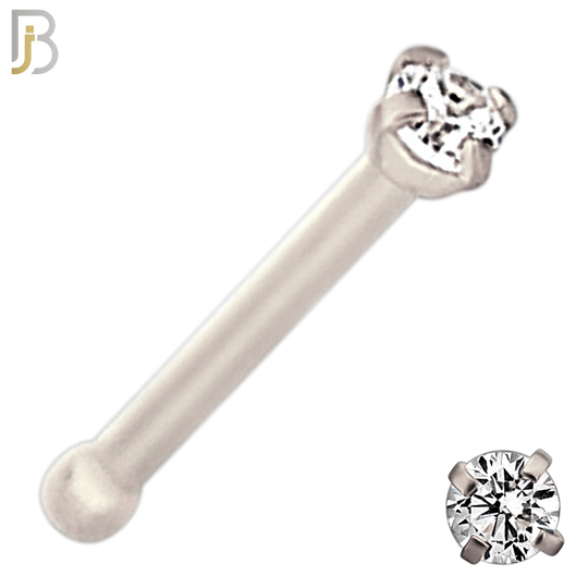 NR01S - 316L Surgical Steel Nose Bone Prong Set Zircon Round Nose Ring (PACK OF 6) image 1