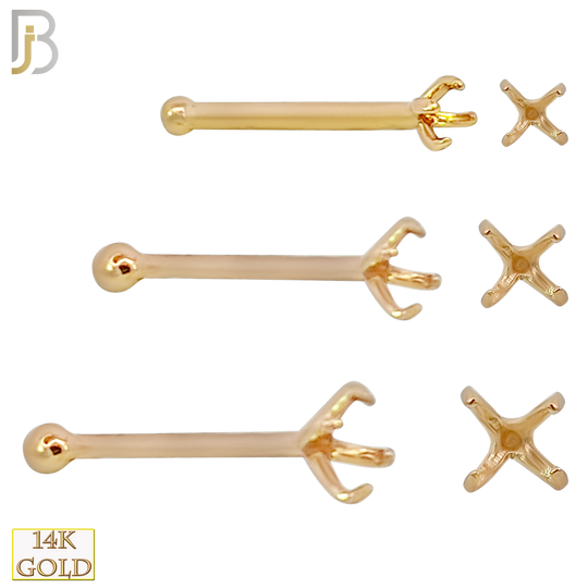 14-NR01Y-20 - 20g Thickness 14k Solid Yellow Gold Prong Setting Mounting Only image 0