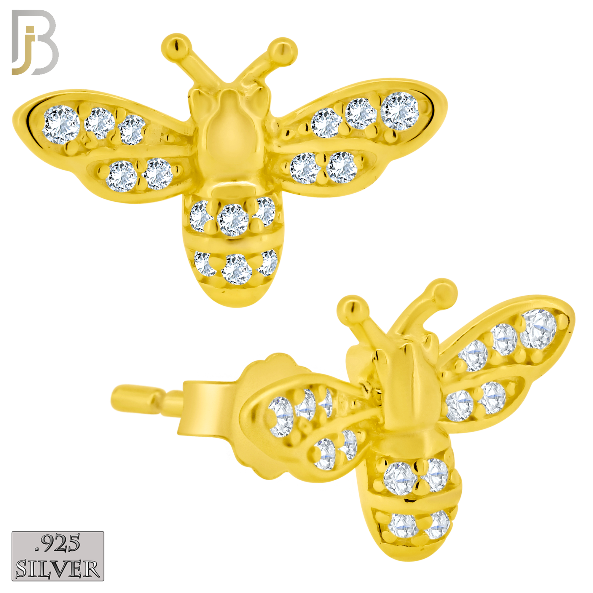 925-ES364 - .925 Sterling Silver Bee Stud Earrings image 2