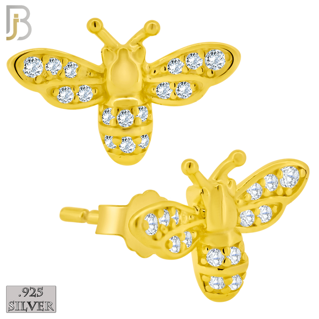 925-ES364 - .925 Sterling Silver Bee Stud Earrings image 2