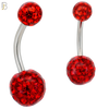 NB19 - 316L Surgical Steel Screw Coated Multi Gem Ball Banana Belly Ring  (PACK OF 6) image 3
