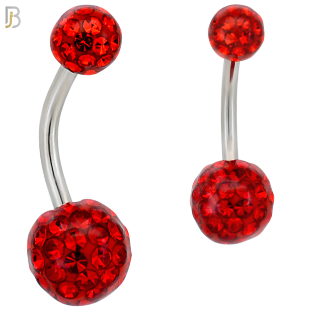 NB19 - 316L Surgical Steel Screw Coated Multi Gem Ball Banana Belly Ring  (PACK OF 6) image 3