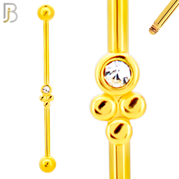 BB25 - 316L Surgical Steel Screw Bar with Brass Grape Bunch Design Barbell Industrial (PACK OF 4) image 2