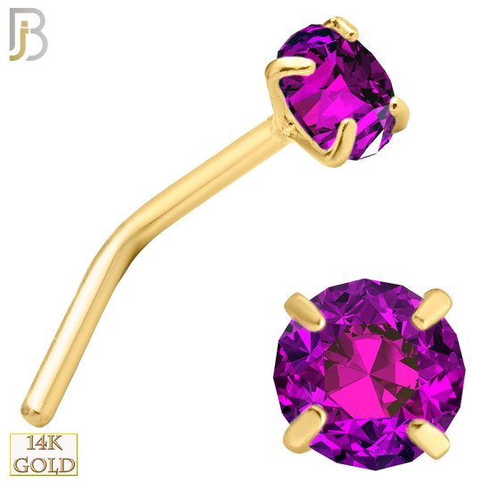 14-NR10YBR-22 - 22g-14k Yellow Gold L-Shaped with Burmese Ruby in Prong Setting image 5