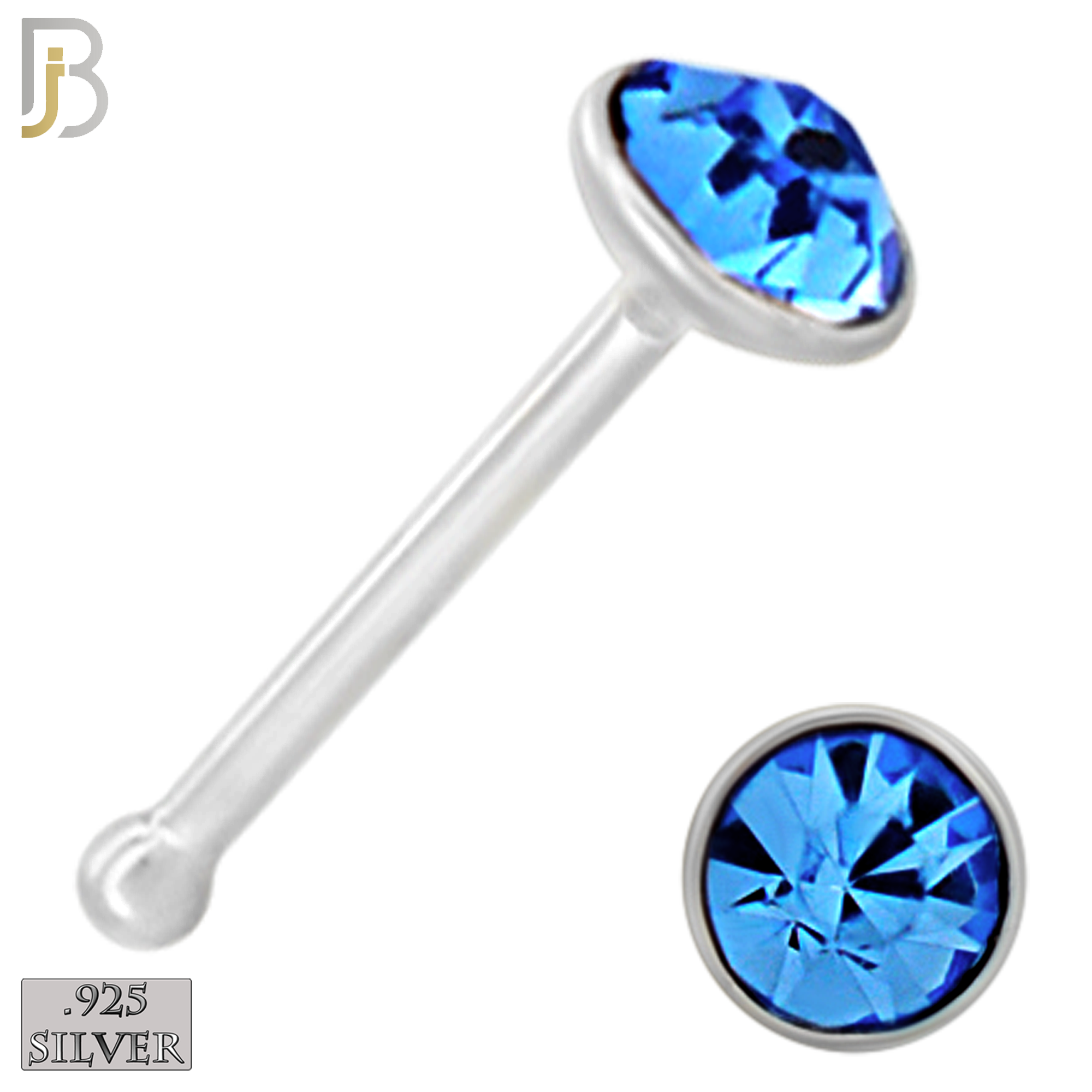 925-PK-NR04S-1A - 2.5mm Assorted CZ 22g Thickness 925 Sterling Silver Nose Bones Press Fit, Packages Pack of 120 image 8