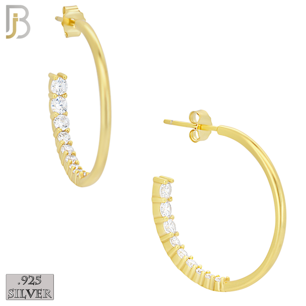 925-ES469 - 925 Sterling Silver Front Facing Back CZ Push Back Hoop Earrings image 3