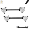 NP03K - 316L Surgical Steel Black Plated Screw Prong Heart Zircon Nipple Ring Piercing image 2