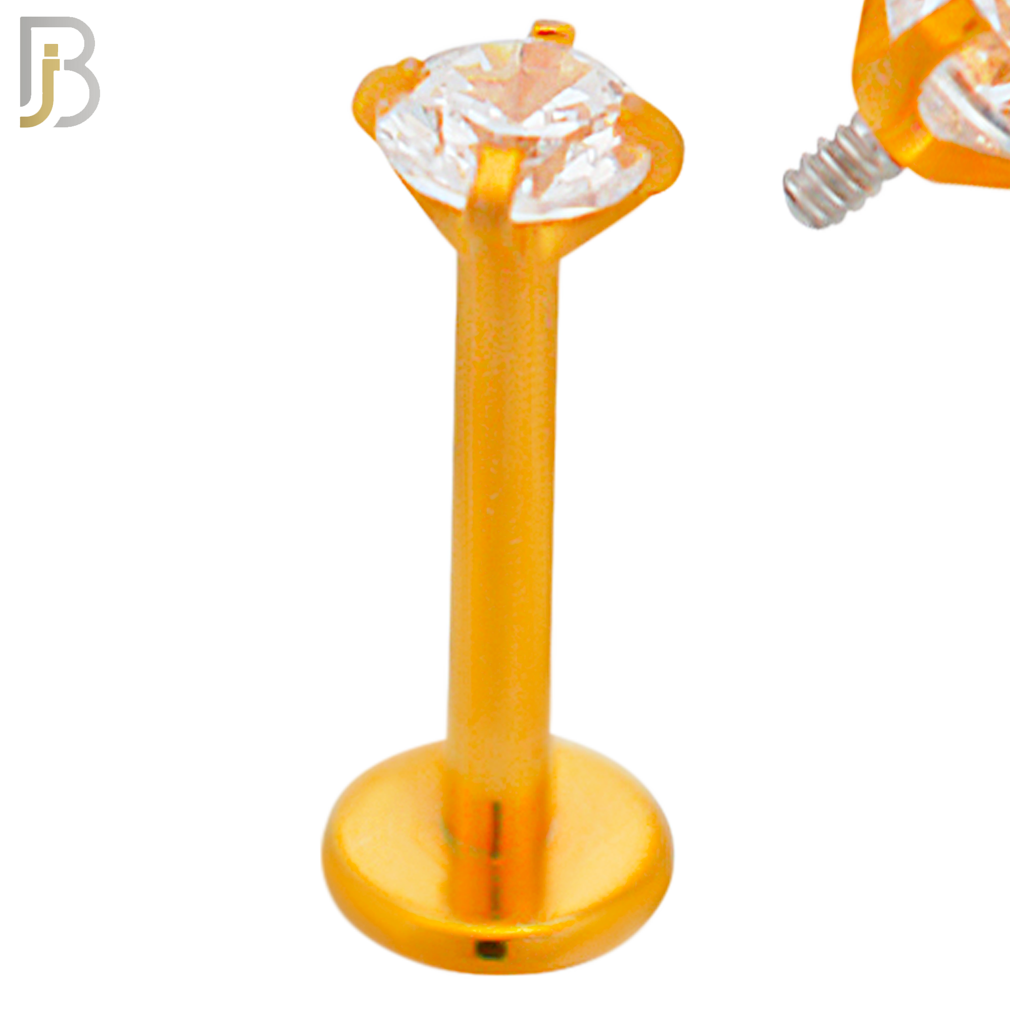 LB14RC16 - 16g 316L Surgical Steel Rose Gold Plated Bar Prong Setting  Zircon Internally Threaded Labret (PACK OF 6) image 4