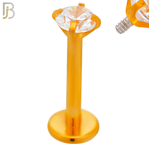 LB14RC16 - 16g 316L Surgical Steel Rose Gold Plated Bar Prong Setting  Zircon Internally Threaded Labret (PACK OF 6) image 4