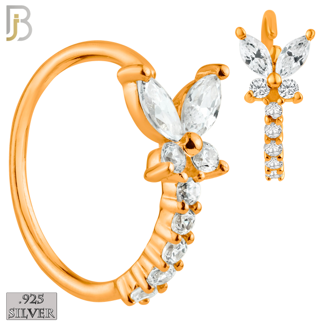 925-CT66 - 925 Sterling Silver Butterfly with 5 Zircon Line Nose Hoop (PACK OF 6) image 2