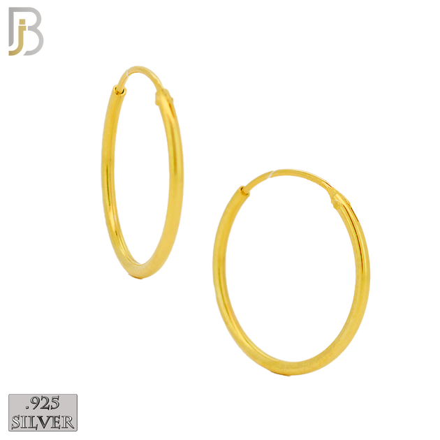 925-ES310G - .925 Sterling Silver in Gold Plating Plain Hoop Earrings - 20mm image
